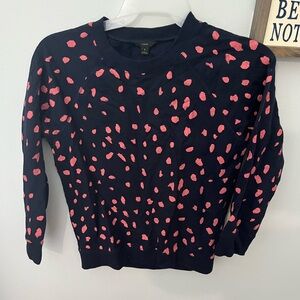 Women's Navy and Pink Polka Dot Sweater